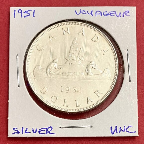 Fantastic Pair of 1951 Canada Uncirculated Silver $1 Coins! - Picture 5 of 16